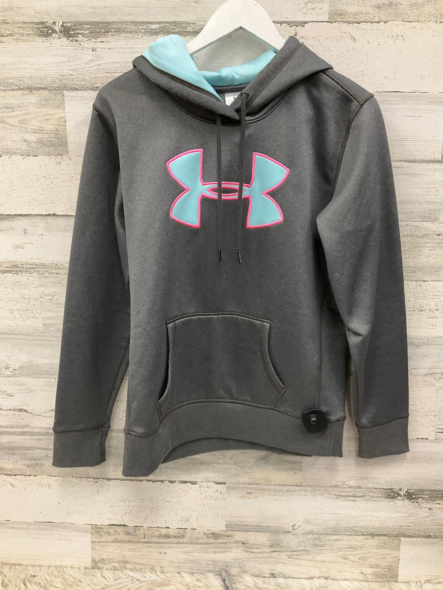 Athletic Sweatshirt Hoodie By Under Armour In Grey, Size: M