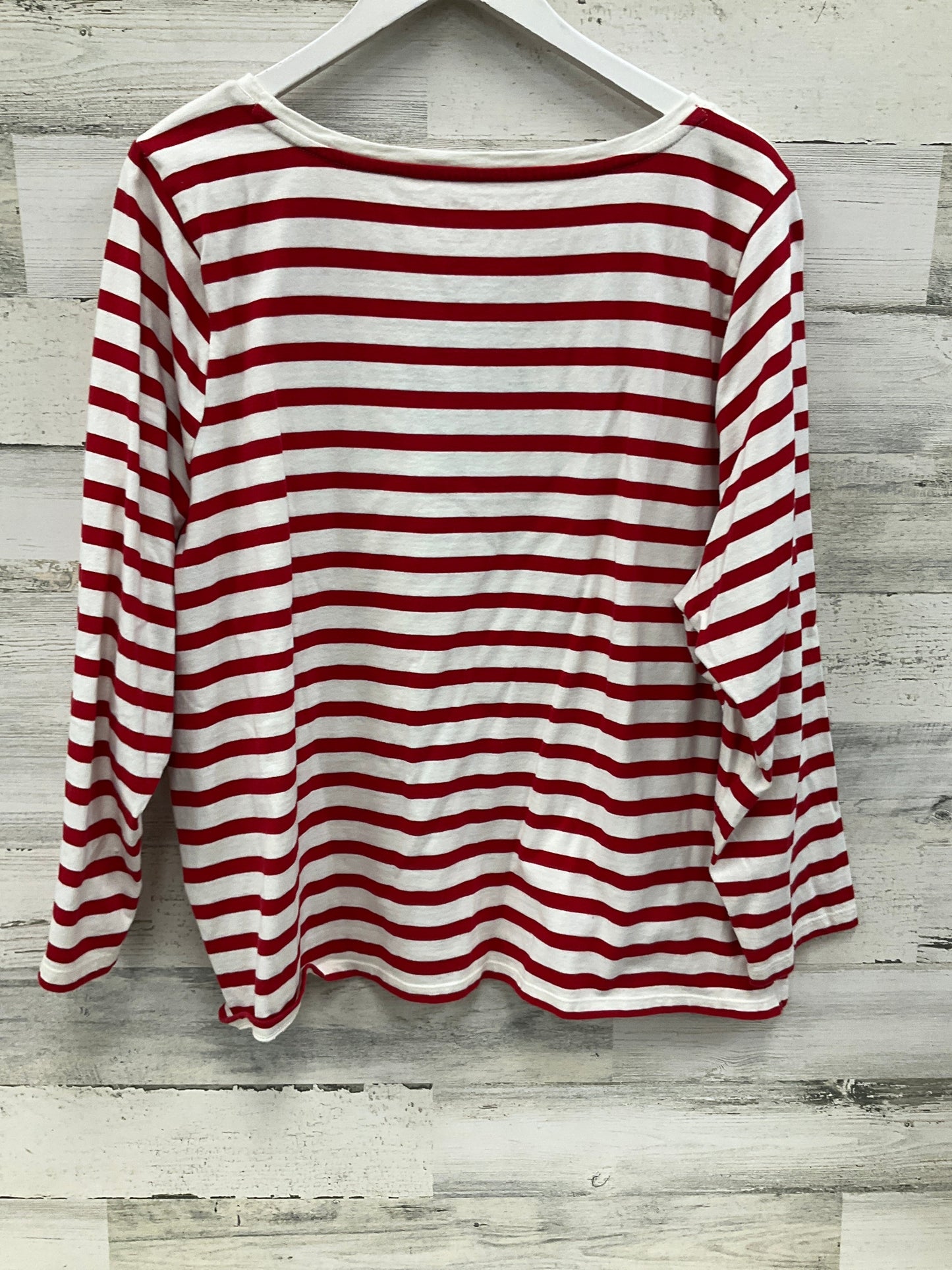 Top Long Sleeve By Talbots In Red & White, Size: 3x