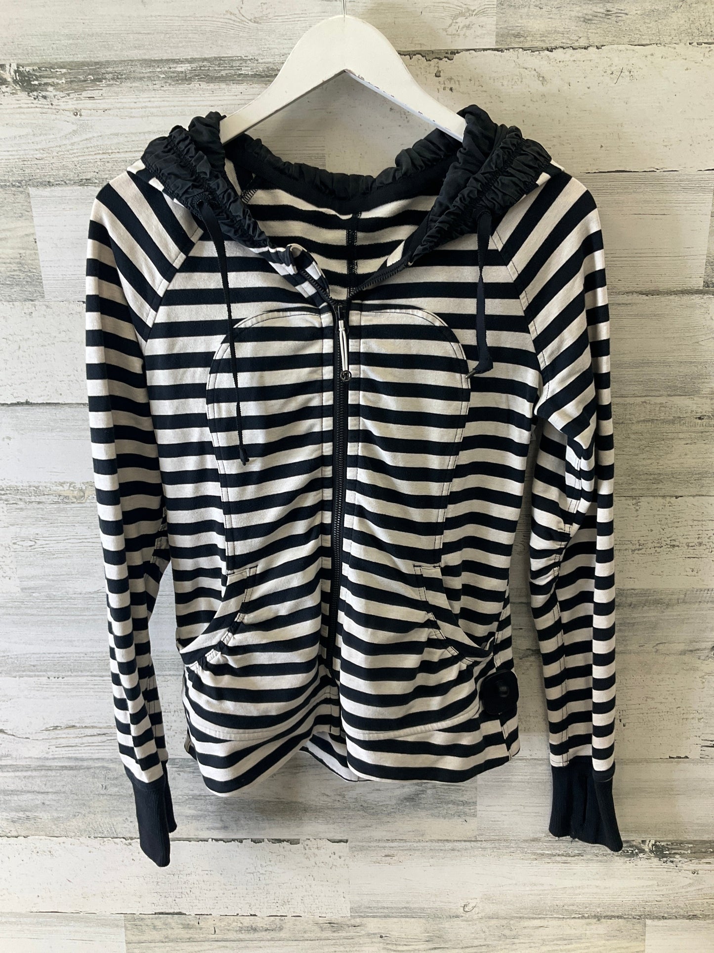 Athletic Jacket By Lululemon In Black & White, Size: 6