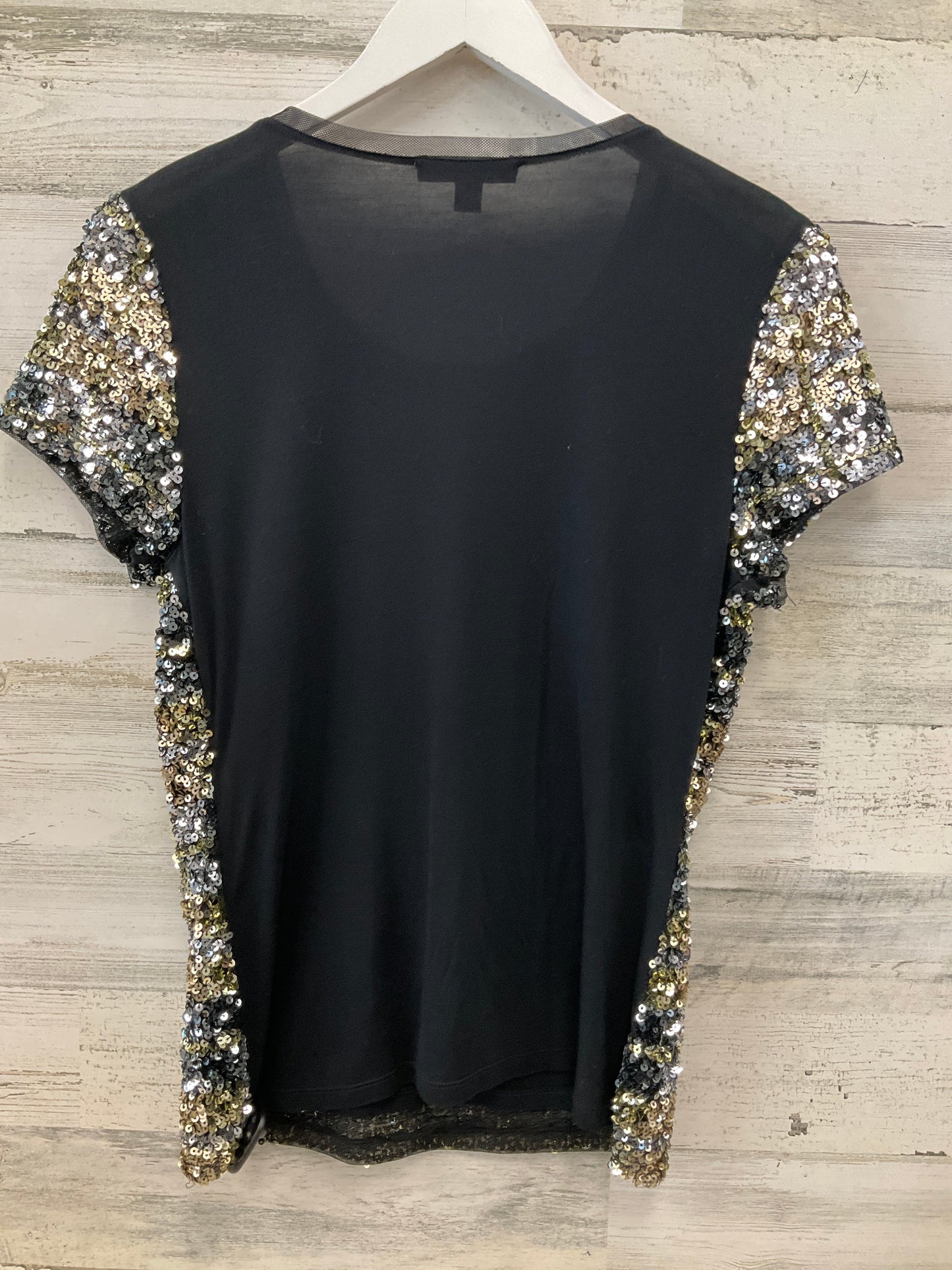 Top Short Sleeve By Inc In Black & Gold, Size: M