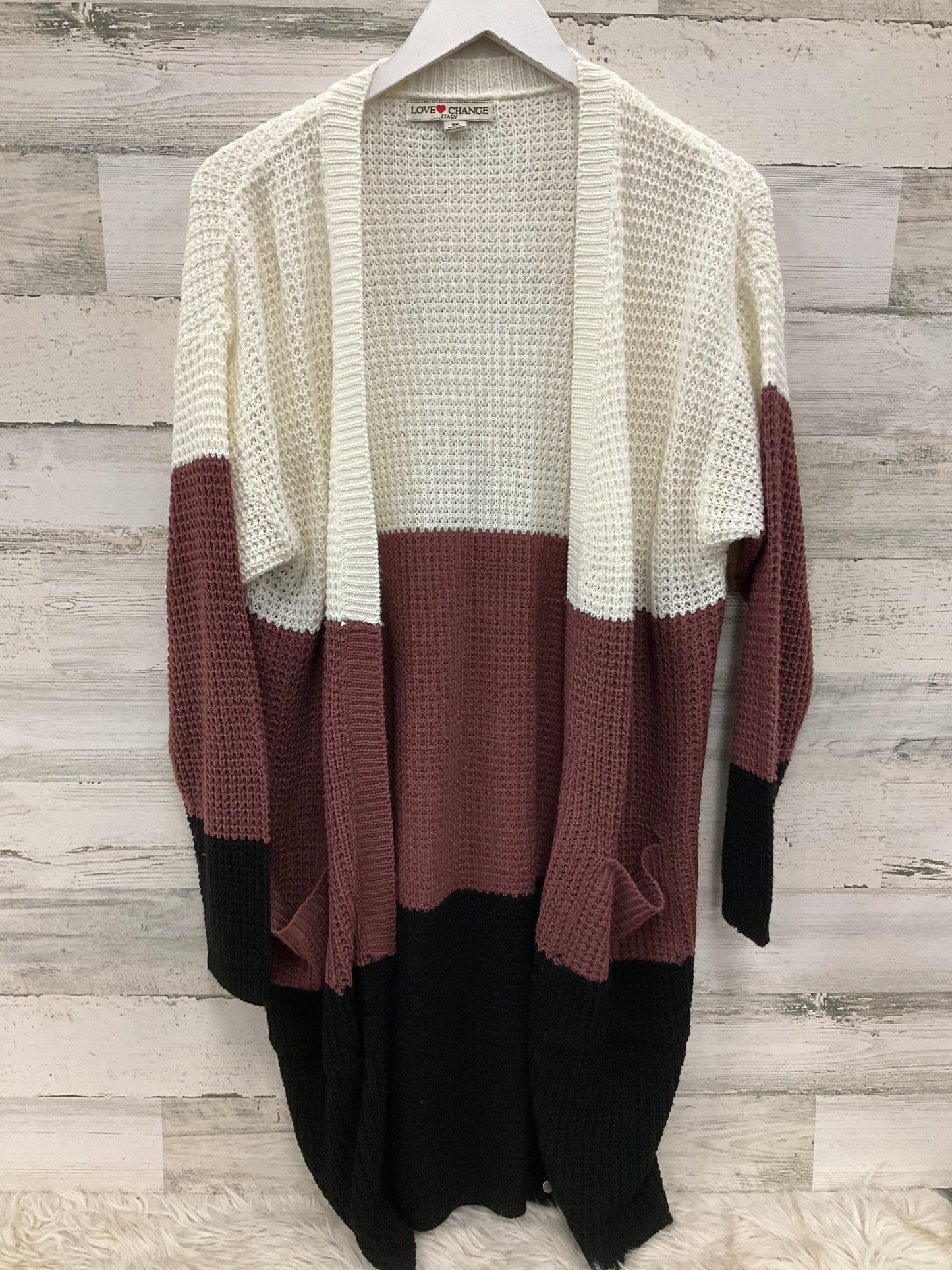 Sweater Cardigan By Clothes Mentor In Cream, Size: 2x