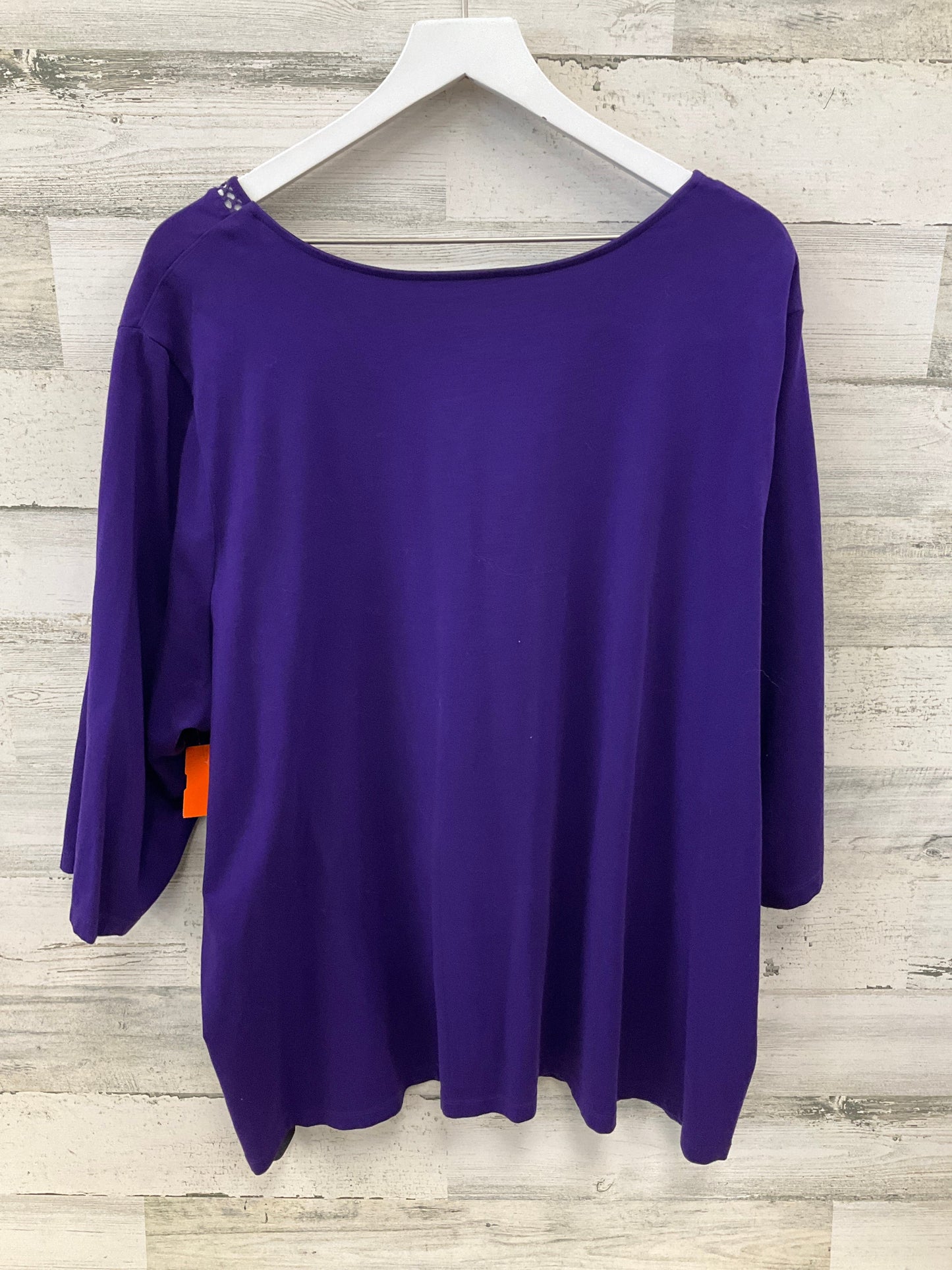 Top 3/4 Sleeve Basic By Catherines In Purple, Size: 3x