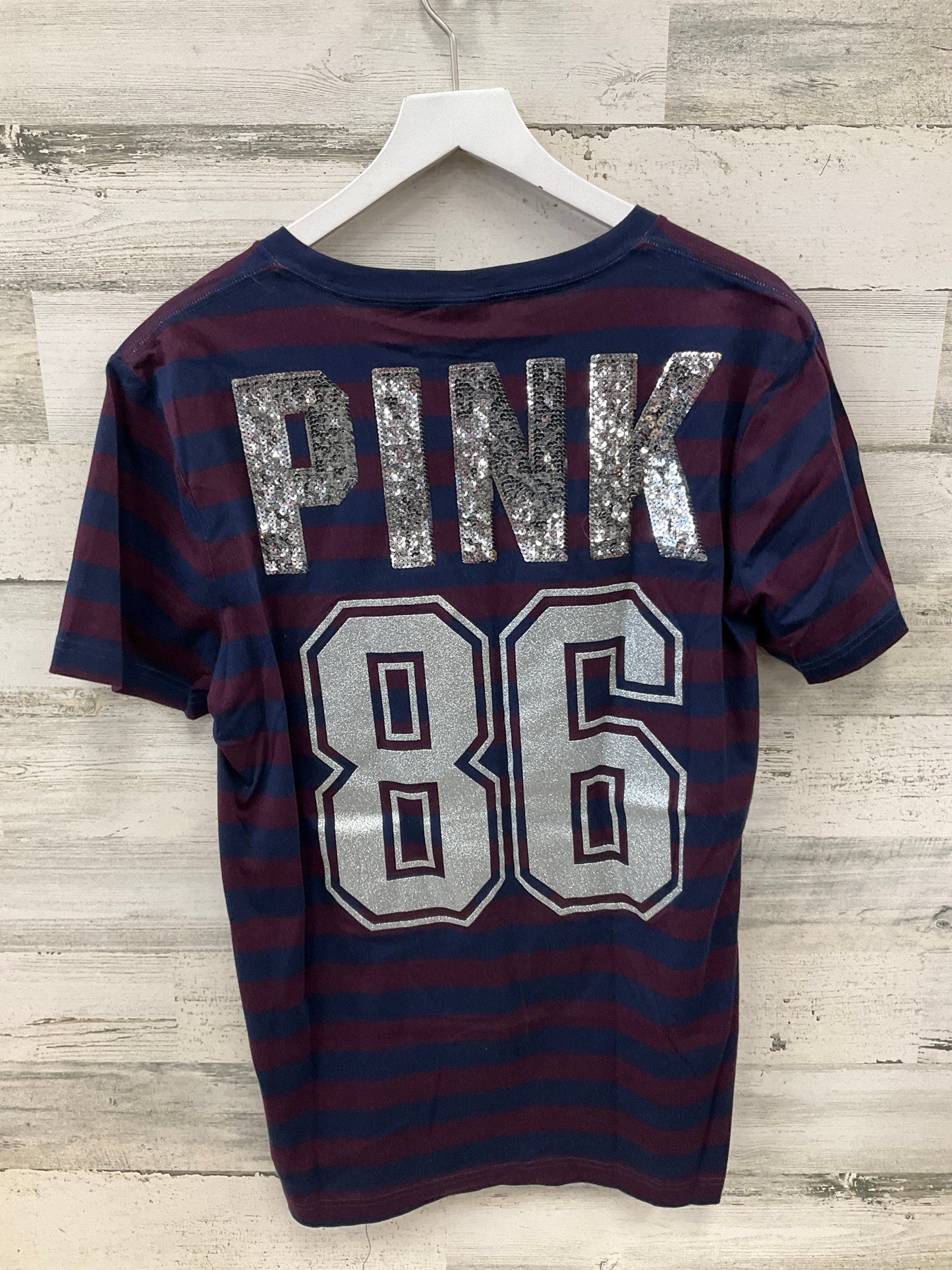 Top Short Sleeve By Pink In Navy, Size: L