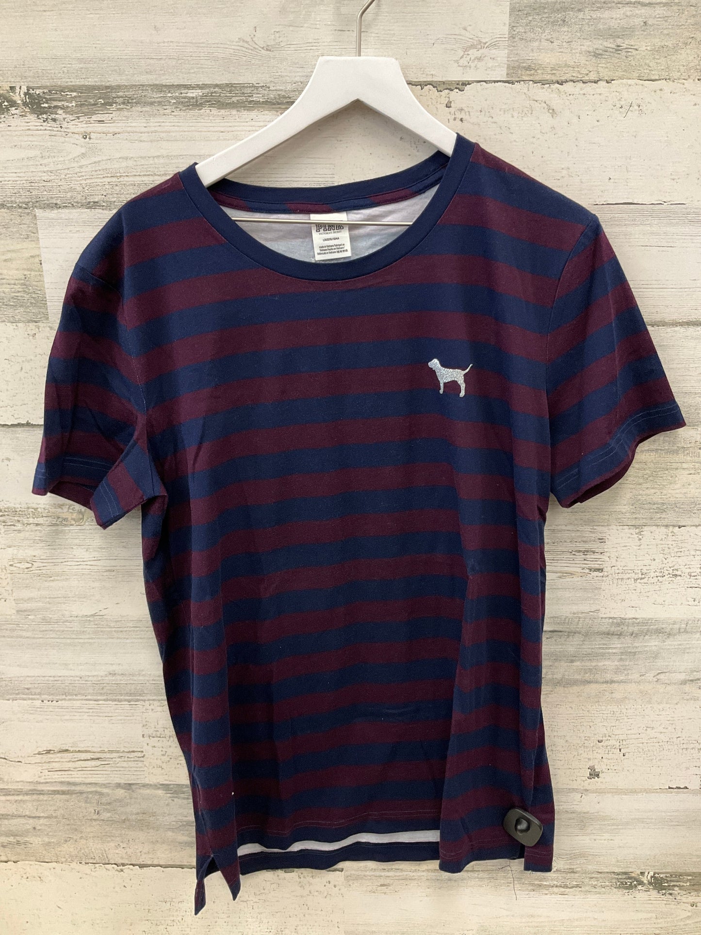 Top Short Sleeve By Pink In Navy, Size: L