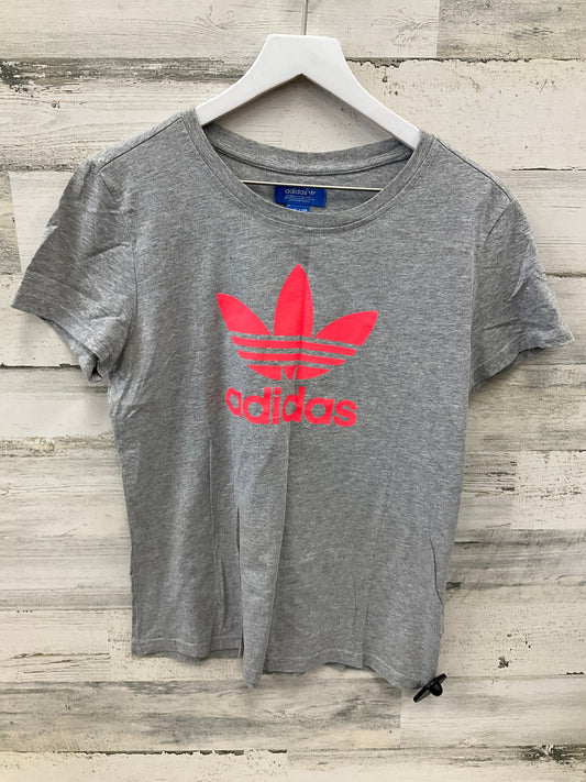 Athletic Top Short Sleeve By Adidas In Grey, Size: L