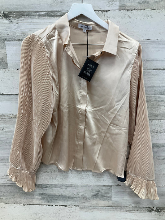 Blouse Long Sleeve By Clothes Mentor In Tan, Size: L