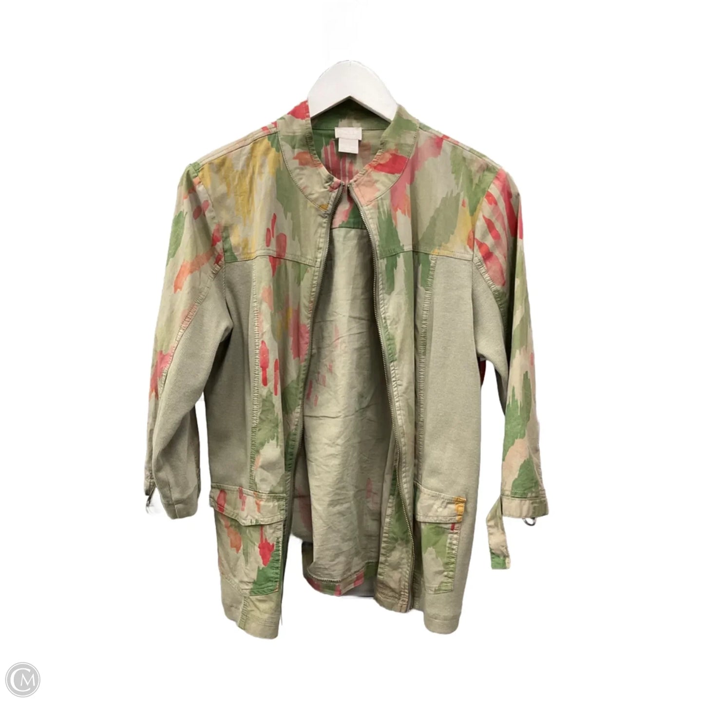 Jacket Utility By Chicos In Green, Size: M