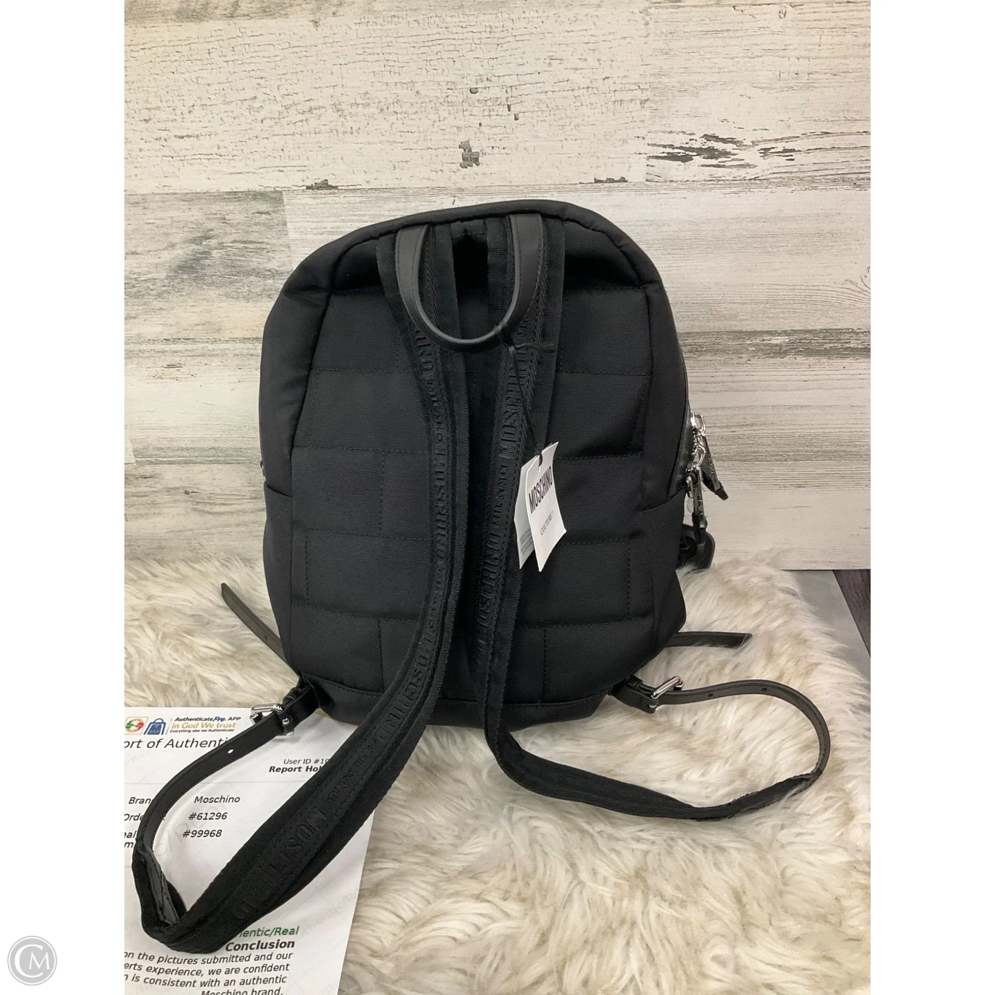 Backpack Luxury Designer By Moschino, Size: Large