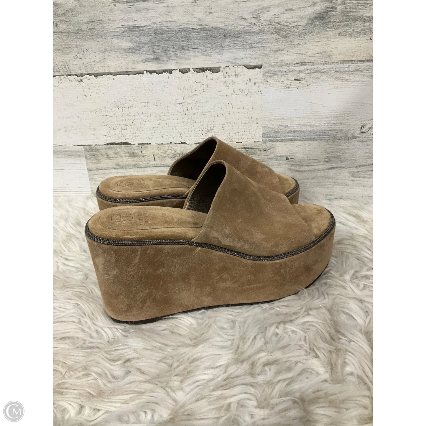 Sandals Heels Wedge By Brunello Cucinelli In Tan, Size: 8.5