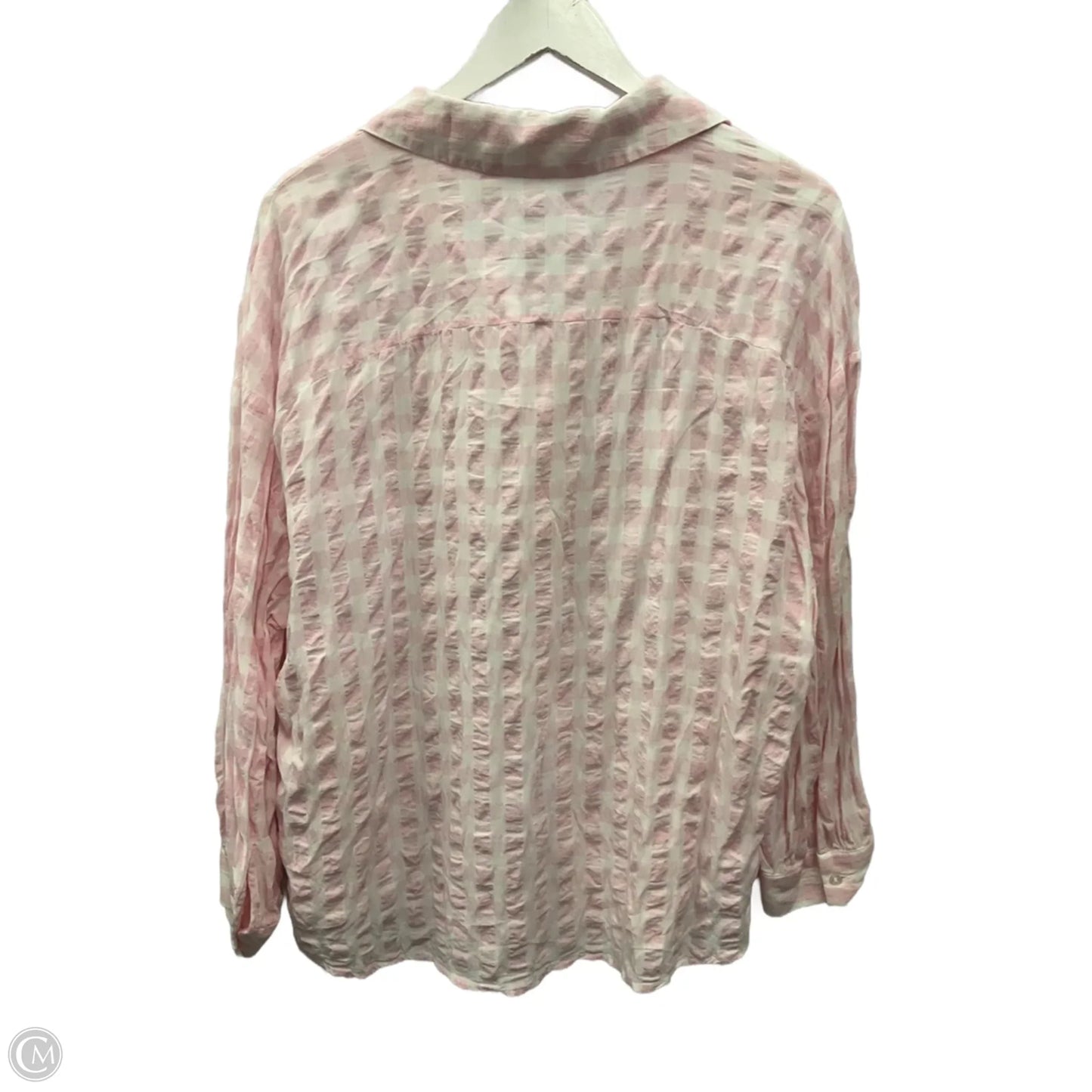 Top Long Sleeve By Zara In Pink & White, Size: L