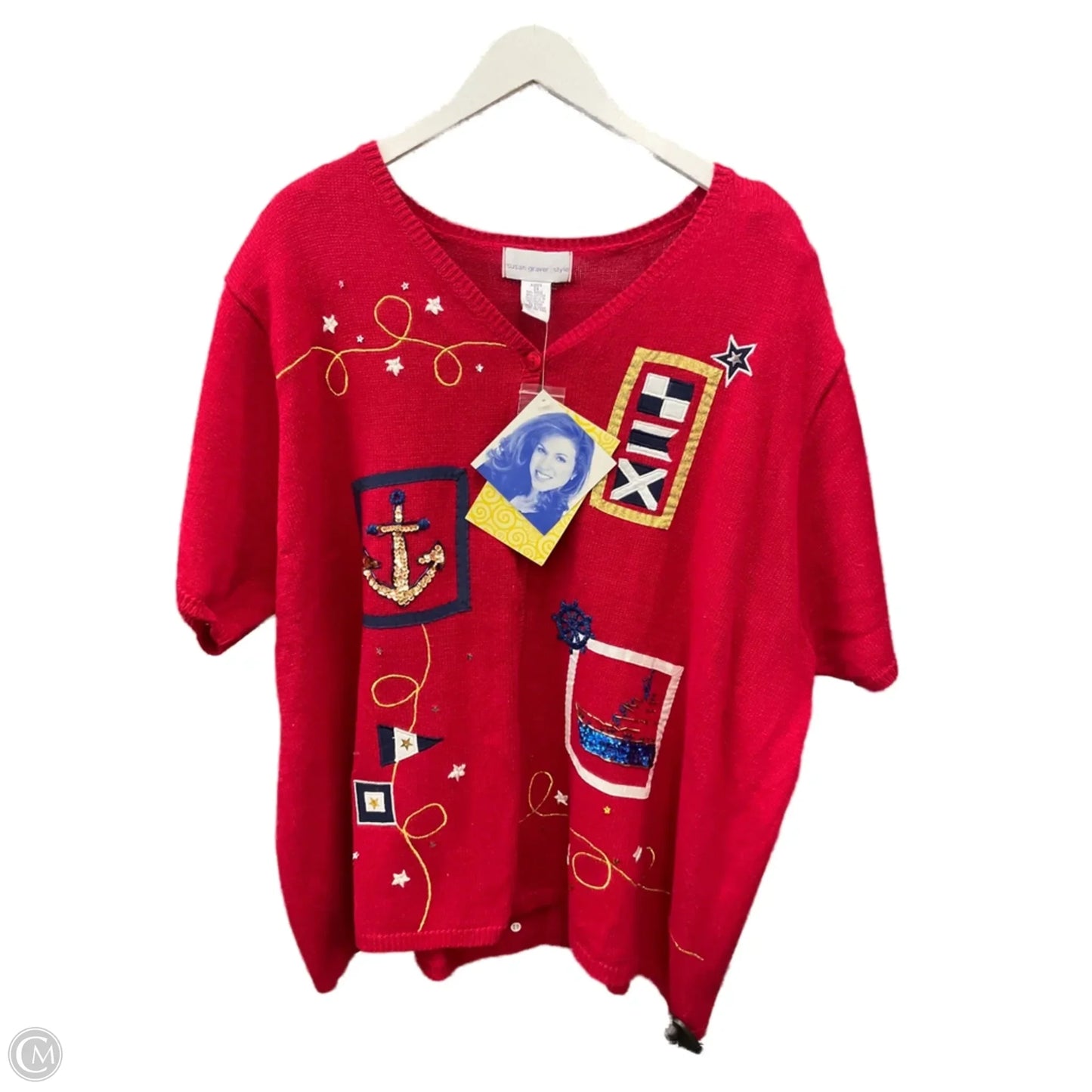 Sweater Cardigan By Susan Graver In Red, Size: 3x