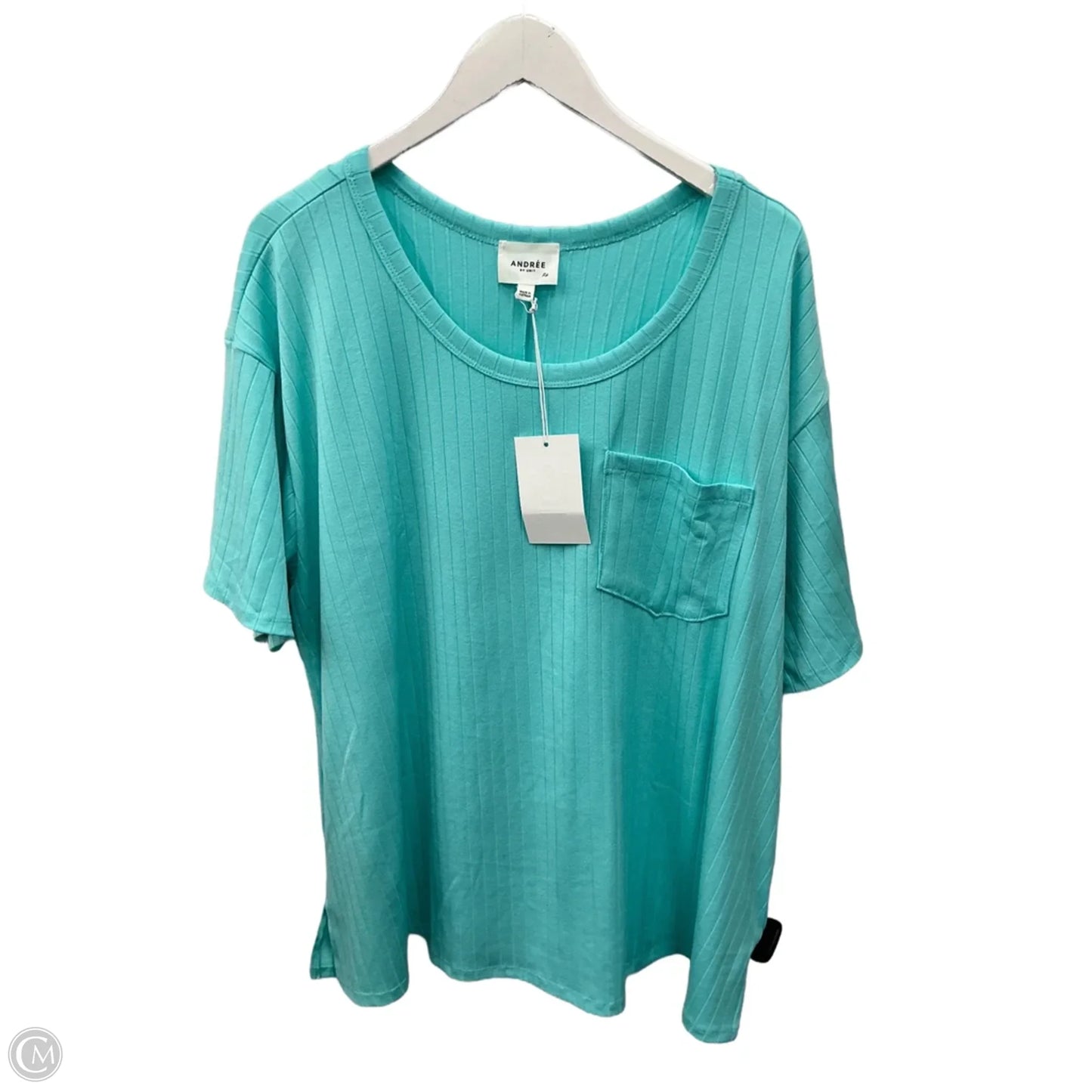 Top Short Sleeve By Andree By Unit In Aqua, Size: 2x