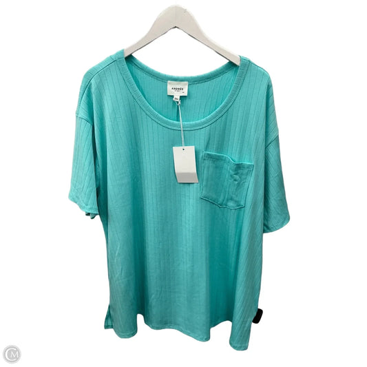 Top Short Sleeve By Andree By Unit In Aqua, Size: 2x