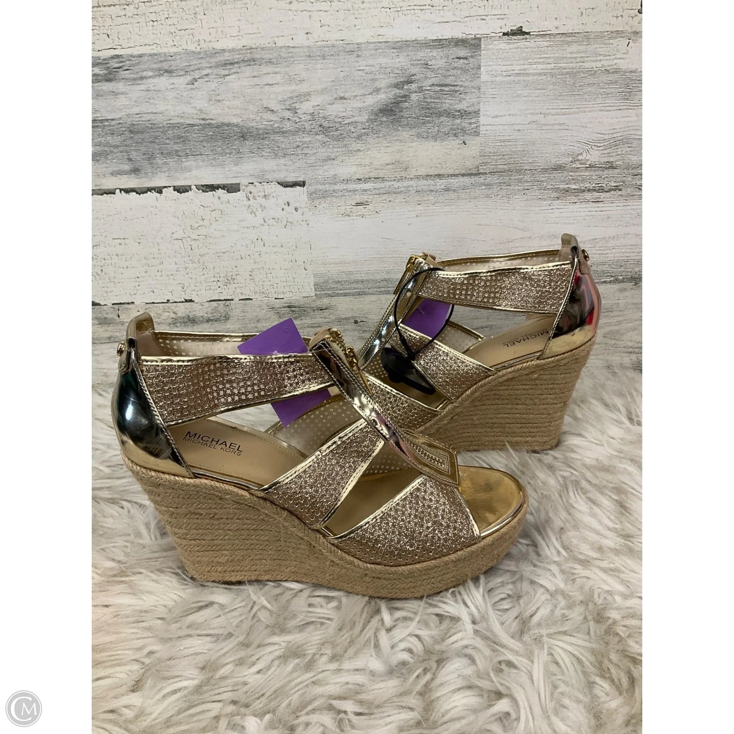 Sandals Designer By Michael Kors In Gold, Size: 8