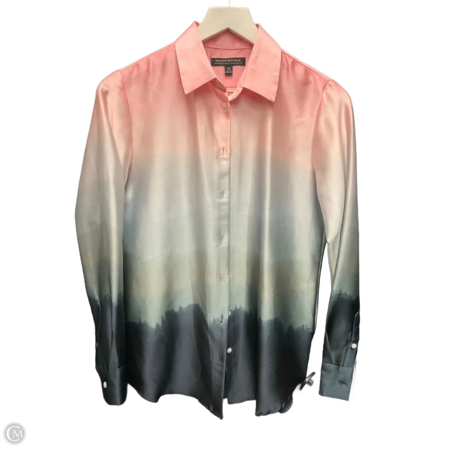 Top Long Sleeve By Banana Republic In Blue & Pink, Size: Xs