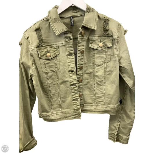 Jacket Denim By Clothes Mentor In Green Denim, Size: L