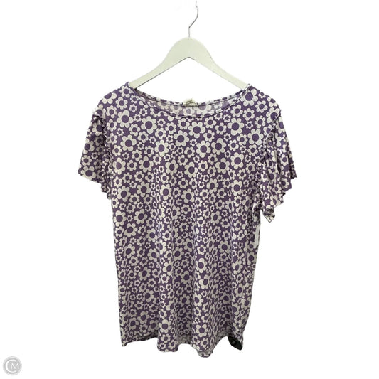 Top Short Sleeve By Lovely Melody In Purple & White, Size: 1x