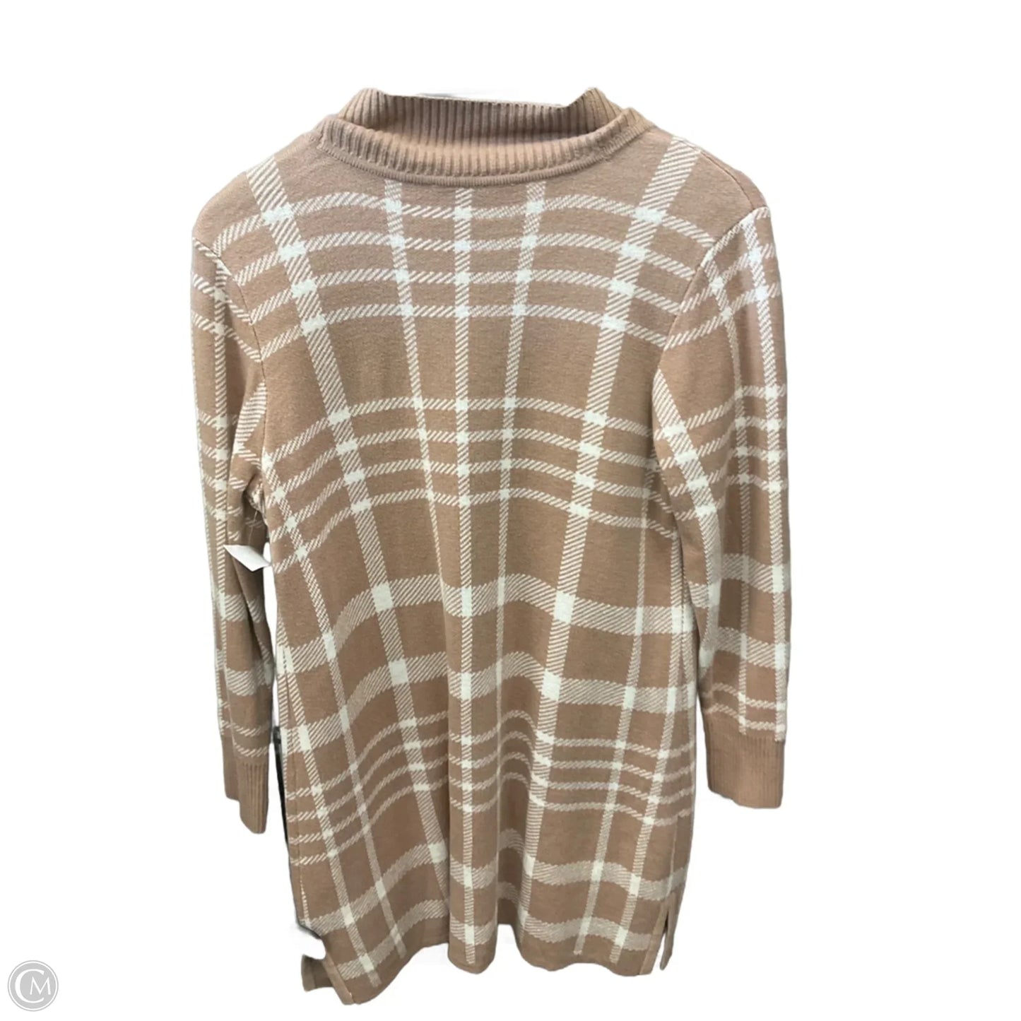 Sweater Cardigan By Isaac Mizrahi Live Qvc In Tan & White, Size: S