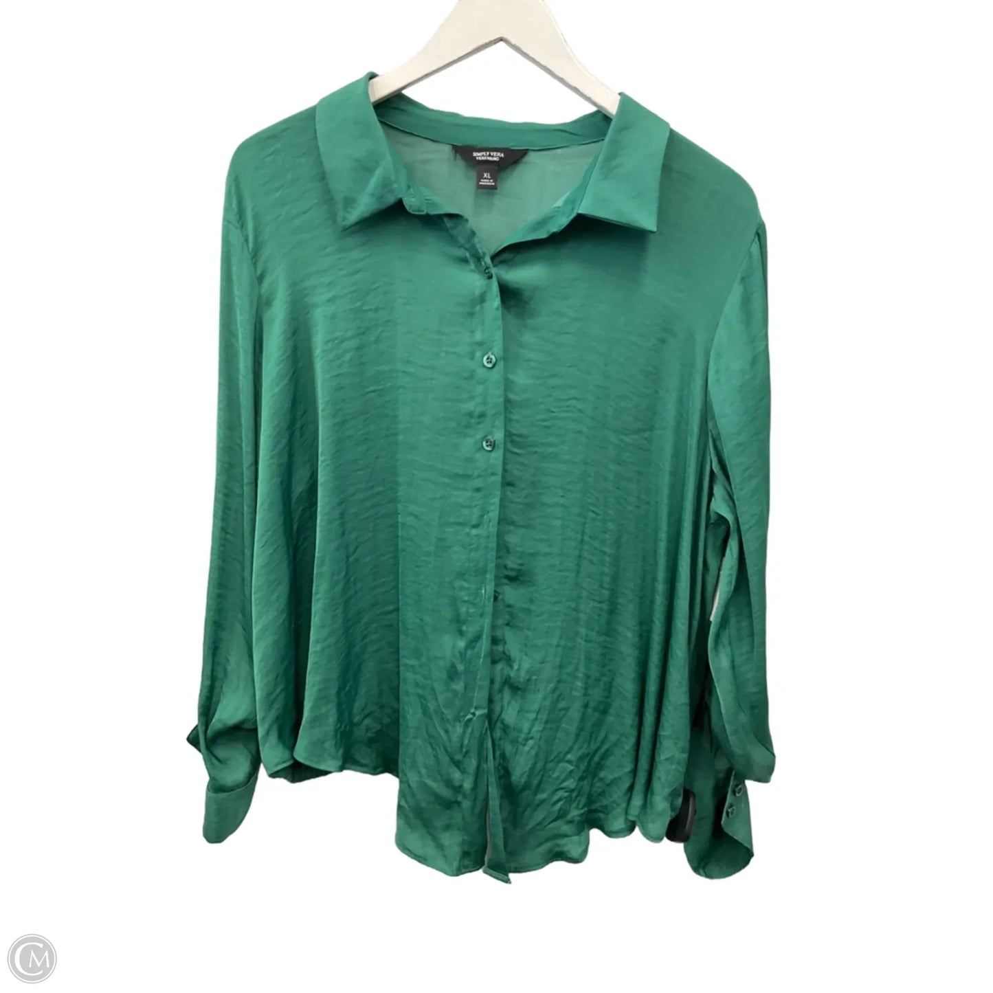 Top Long Sleeve By Simply Vera In Green, Size: Xl