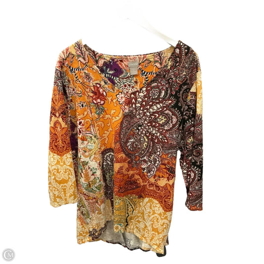 Top 3/4 Sleeve By Chicos In Multi-colored, Size: Xxl