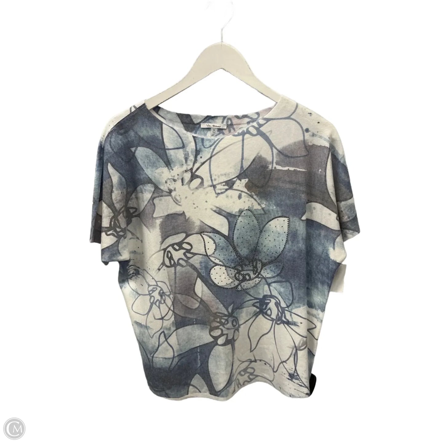 Top Short Sleeve By Vila Milano In Blue & White, Size: S