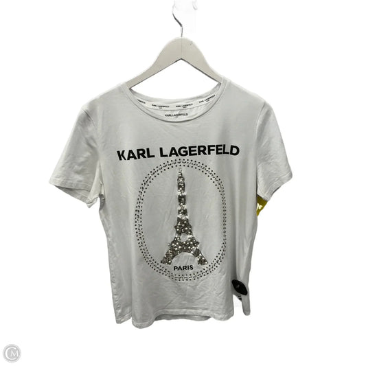 Top Short Sleeve Designer By Karl Lagerfeld In White, Size: M