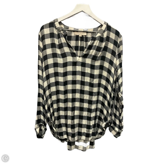 Top Long Sleeve By Loft In Black & Cream, Size: M