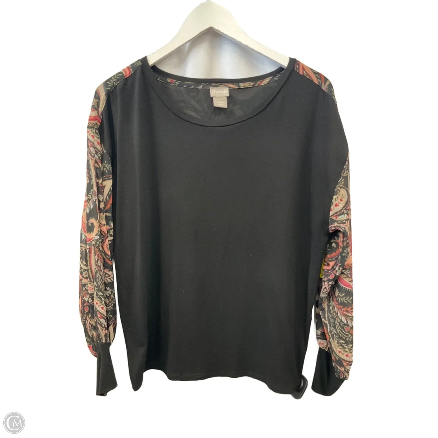 Top Long Sleeve By Chicos In Black, Size: M