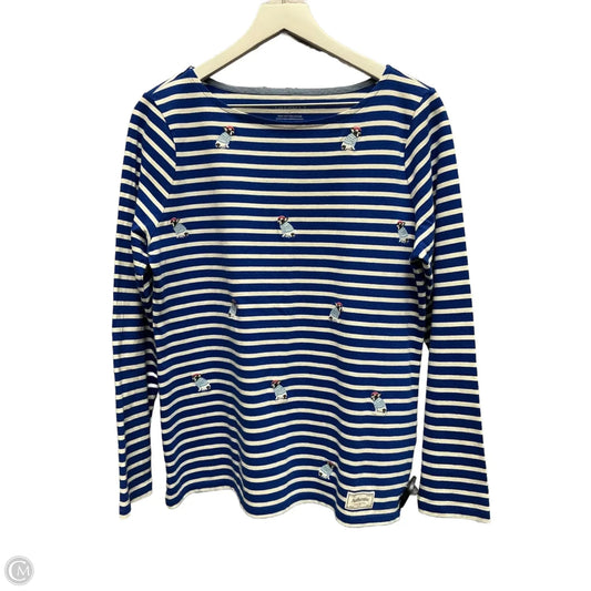 Top Long Sleeve By Talbots In Blue & White, Size: M