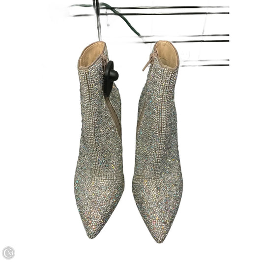 Boots Ankle Heels By Betsey Johnson In Silver, Size: 6