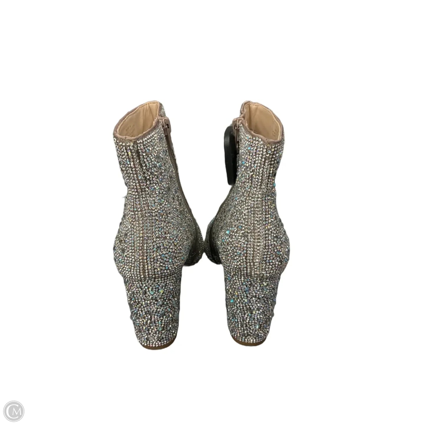 Boots Ankle Heels By Betsey Johnson In Silver, Size: 6