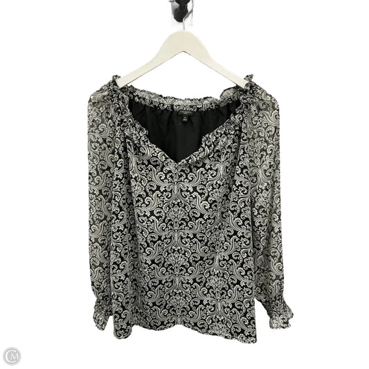 Top Long Sleeve By Talbots In Black & White, Size: Lp