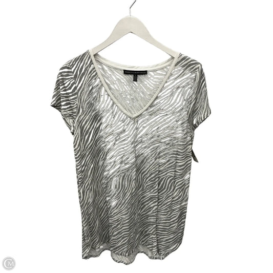 Top Short Sleeve By White House Black Market In Grey & White, Size: L
