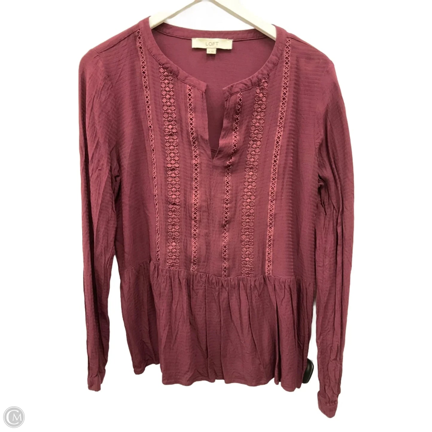 Top Long Sleeve By Loft In Maroon, Size: M