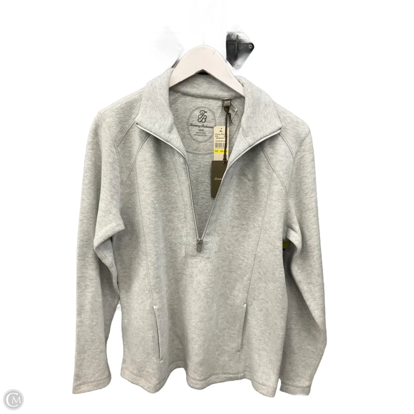 Athletic Top Long Sleeve Collar By Tommy Bahama In Grey, Size: M