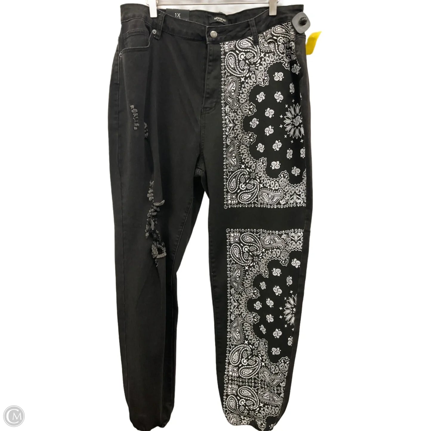 Jeans Straight By American Bazi In Black & White, Size: 16