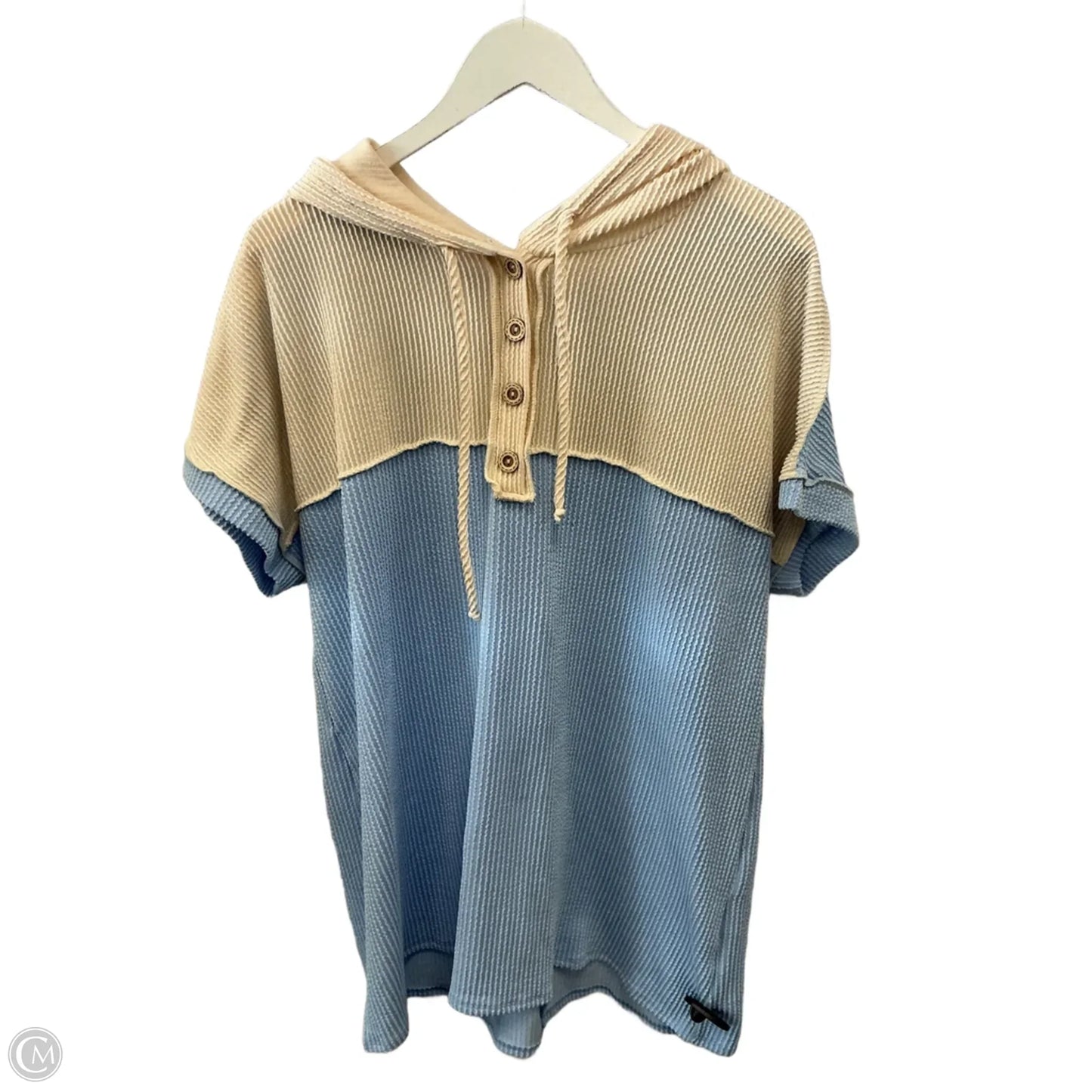Top Short Sleeve By Heimish Usa In Blue & Cream, Size: 3x