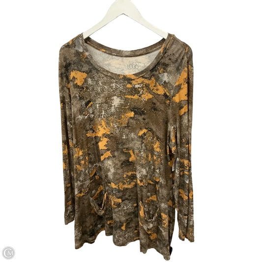 Top Long Sleeve By Logo In Brown, Size: 1x