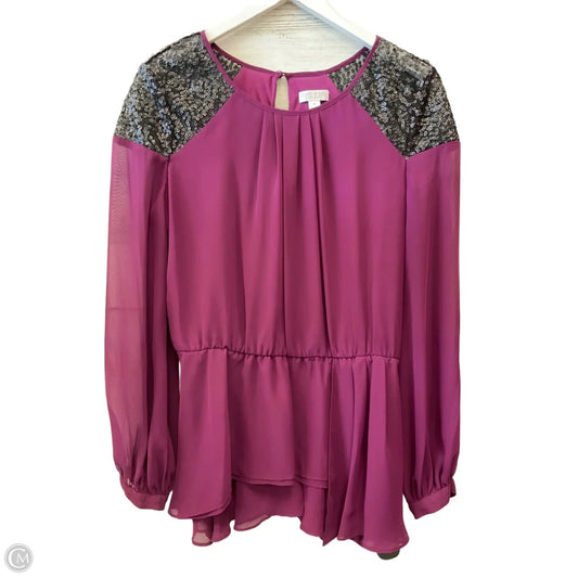 Blouse Long Sleeve By Bisou Bisou In Purple, Size: M