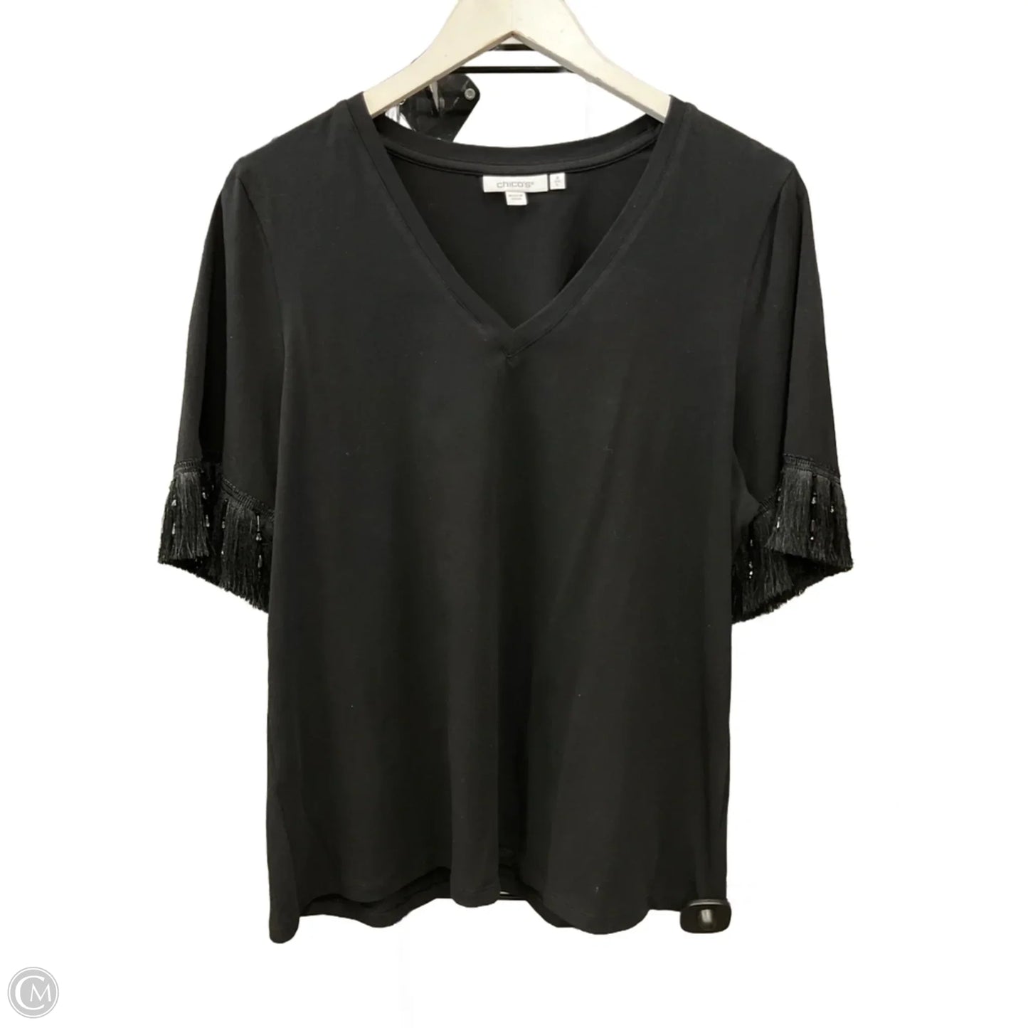 Top Short Sleeve By Chicos In Black, Size: L