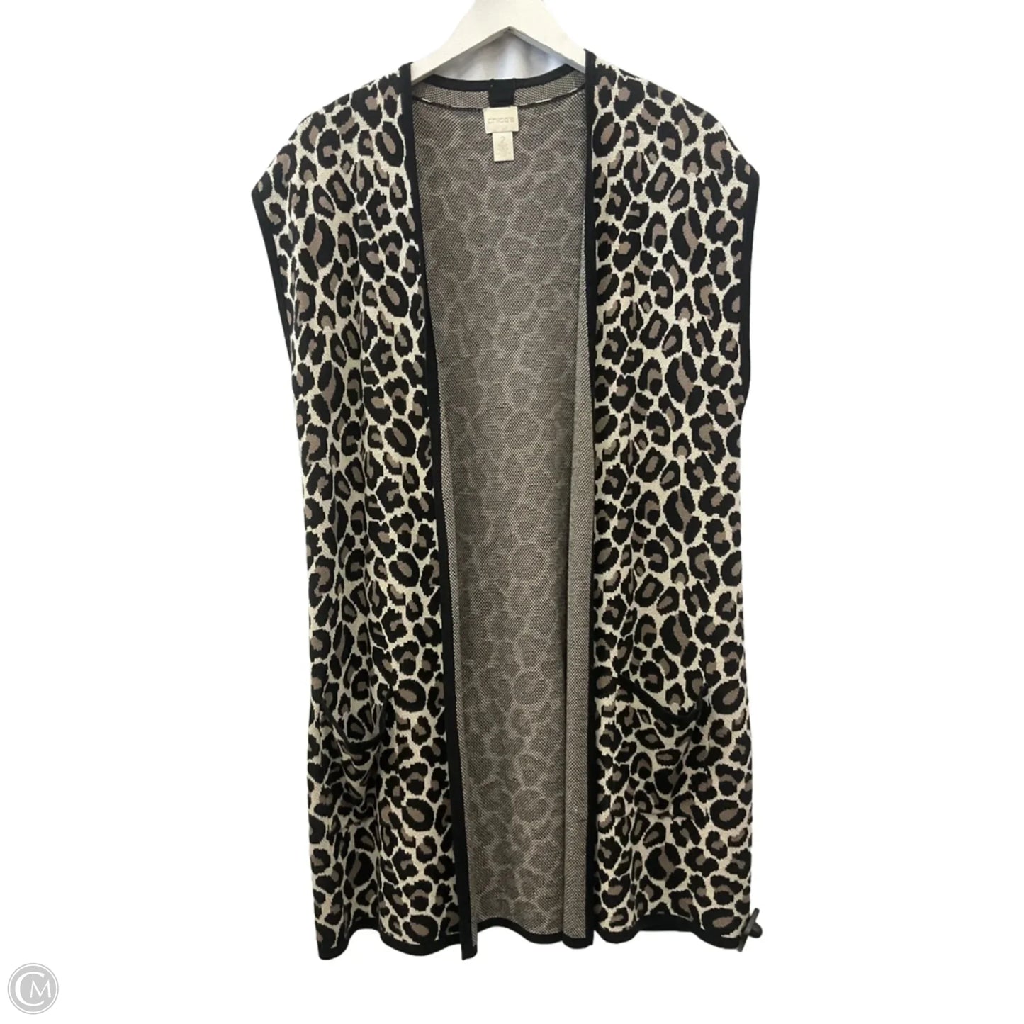 Vest Sweater By Chicos In Animal Print, Size: L