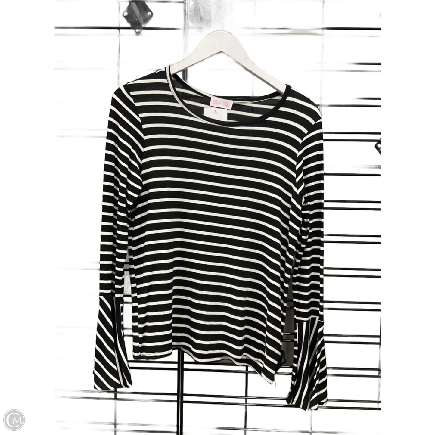 Top Long Sleeve By Pink Lily In Black & White, Size: S