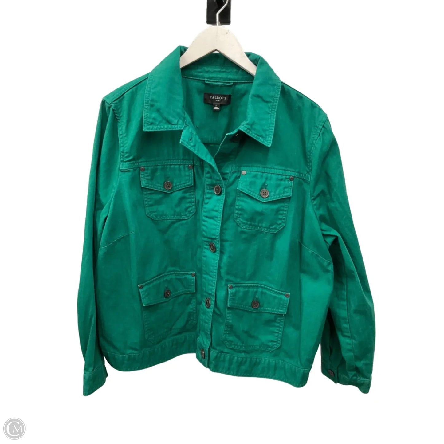 Jacket Denim By Talbots In Green Denim, Size: 2x