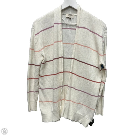 Sweater Cardigan By Loft In Cream, Size: M