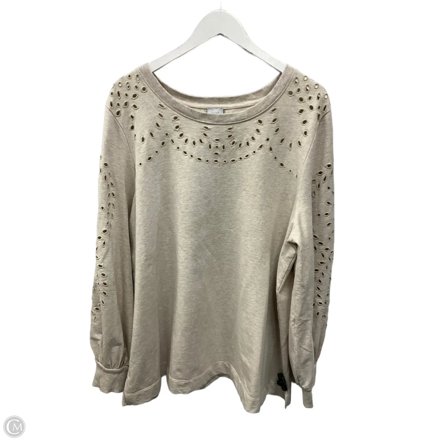 Top Long Sleeve By Chicos In Tan, Size: 2x