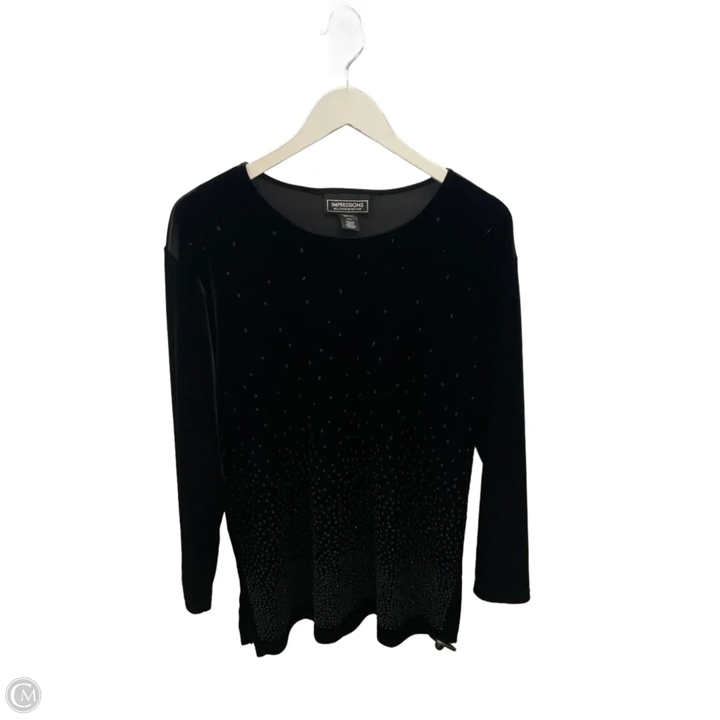 Top Long Sleeve By Impressions In Black, Size: S