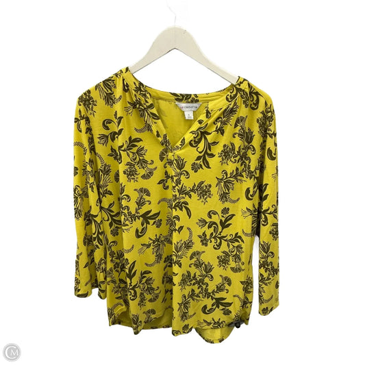 Top 3/4 Sleeve By Liz Claiborne In Yellow, Size: Xl