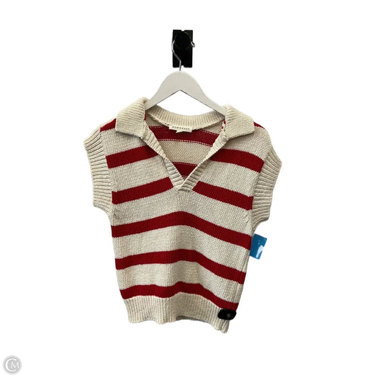Sweater Short Sleeve By Downeast In Cream & Red, Size: S