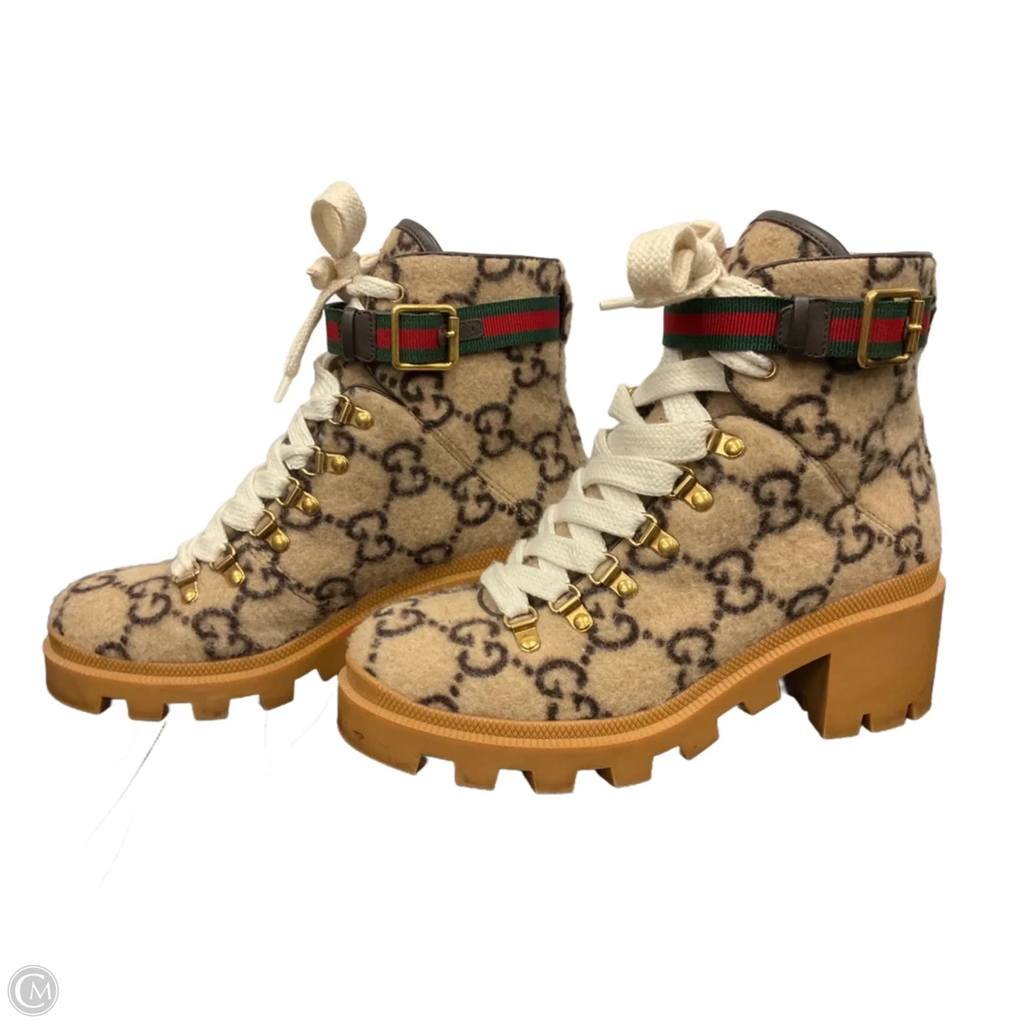 Boots Luxury Designer By Gucci In Tan, Size: 8