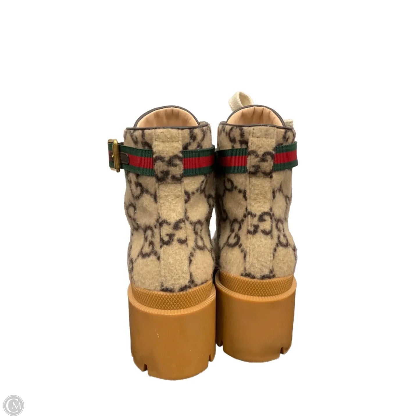 Boots Luxury Designer By Gucci In Tan, Size: 8